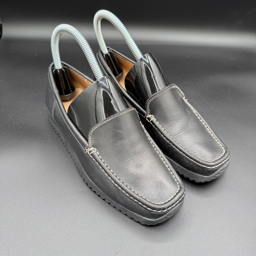 Bally Delos Womens 35.5 / US 5 Black Leather Moc Toe Loafers Shoes Made in Italy